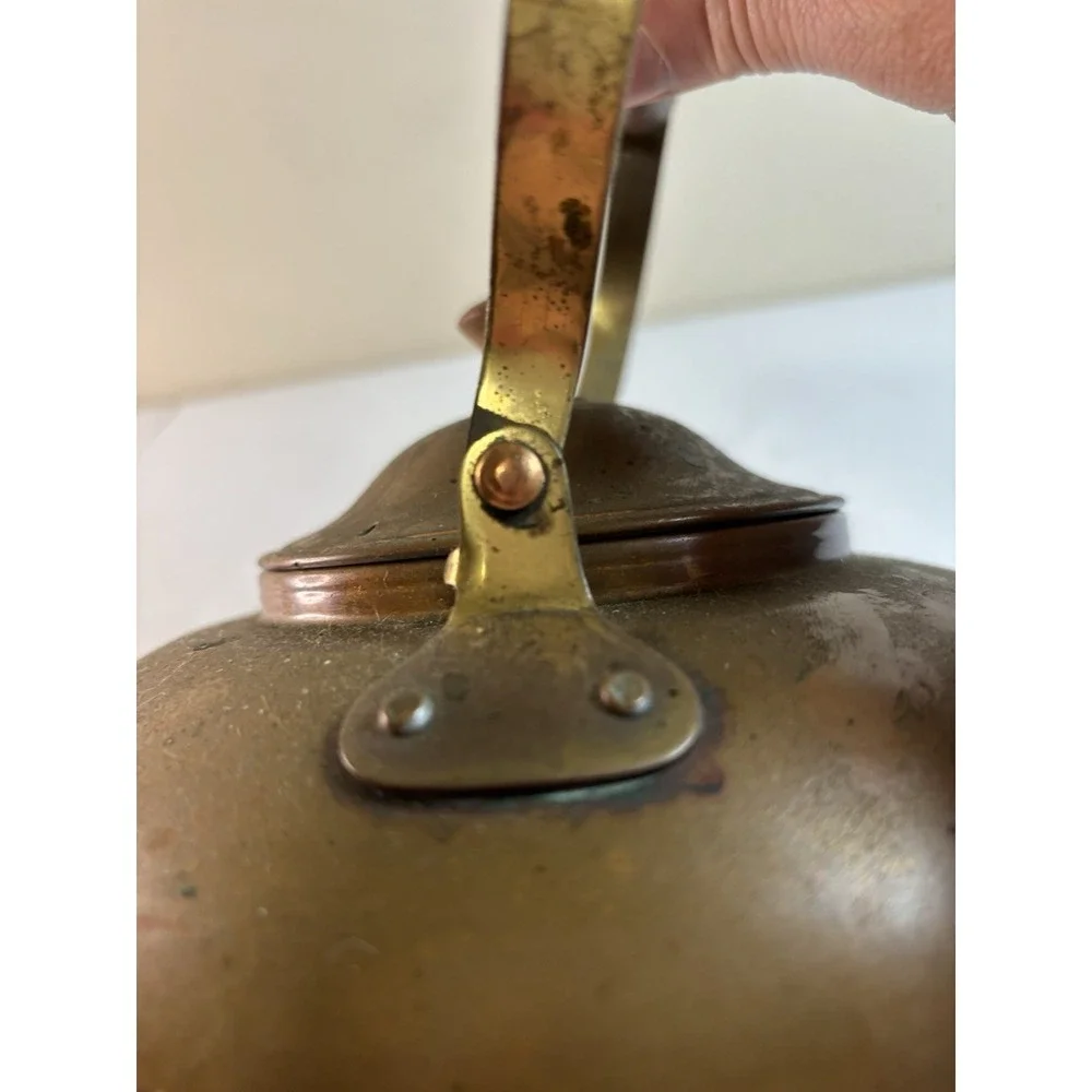 Mid Century Vintage Copper Tea Pot Kettle Wooden Handle & Knob Made In Portugal